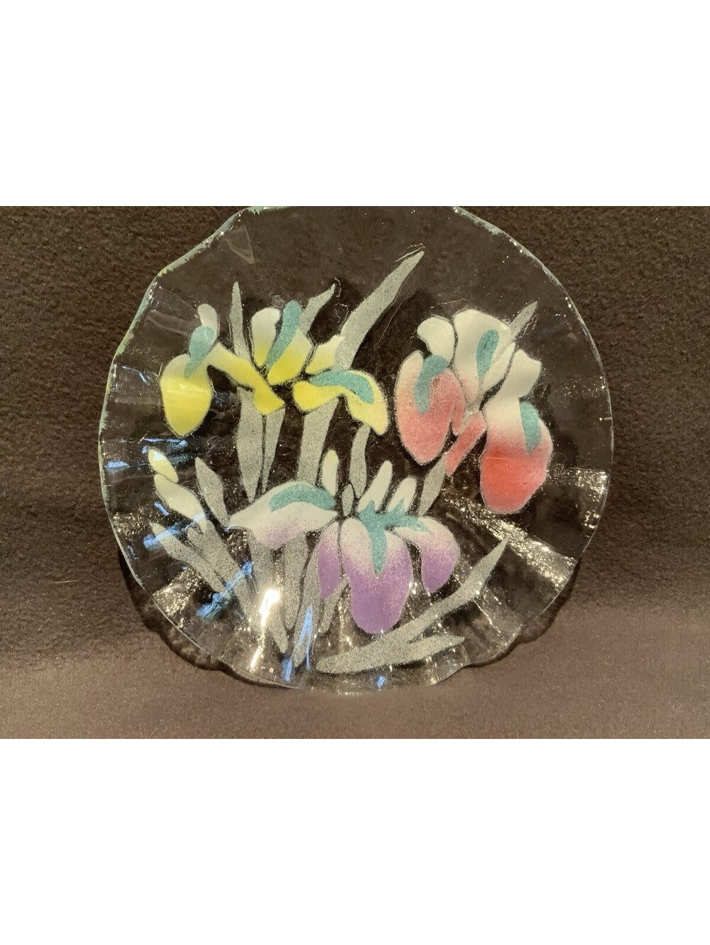 Sydenstricker Colorful Fused Art Glass 8”W Bowl with Ruffled Edges